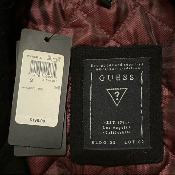 Guess Jet Black Trench Jacket Men - Picture 6 of 6